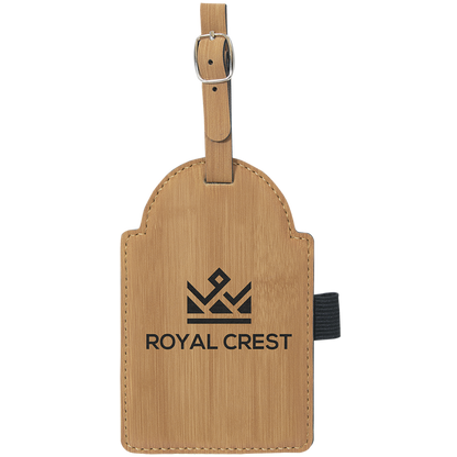 5" x 3 1/4" Custom Engraved Leatherette Golf Bag Tag with 3 Wooden Tees