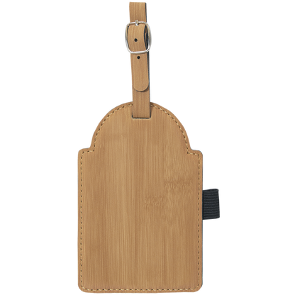 5" x 3 1/4" Custom Engraved Leatherette Golf Bag Tag with 3 Wooden Tees