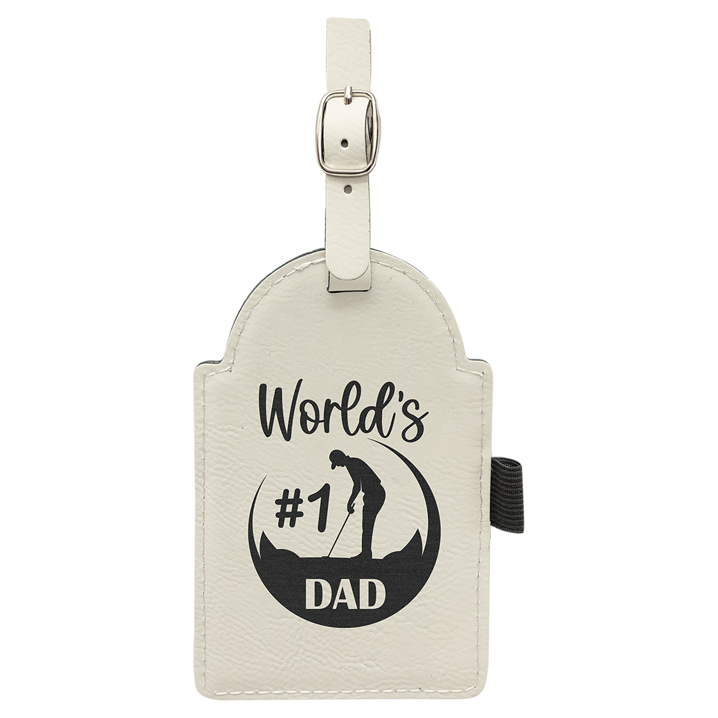 5" x 3 1/4" Custom Engraved Leatherette Golf Bag Tag with 3 Wooden Tees