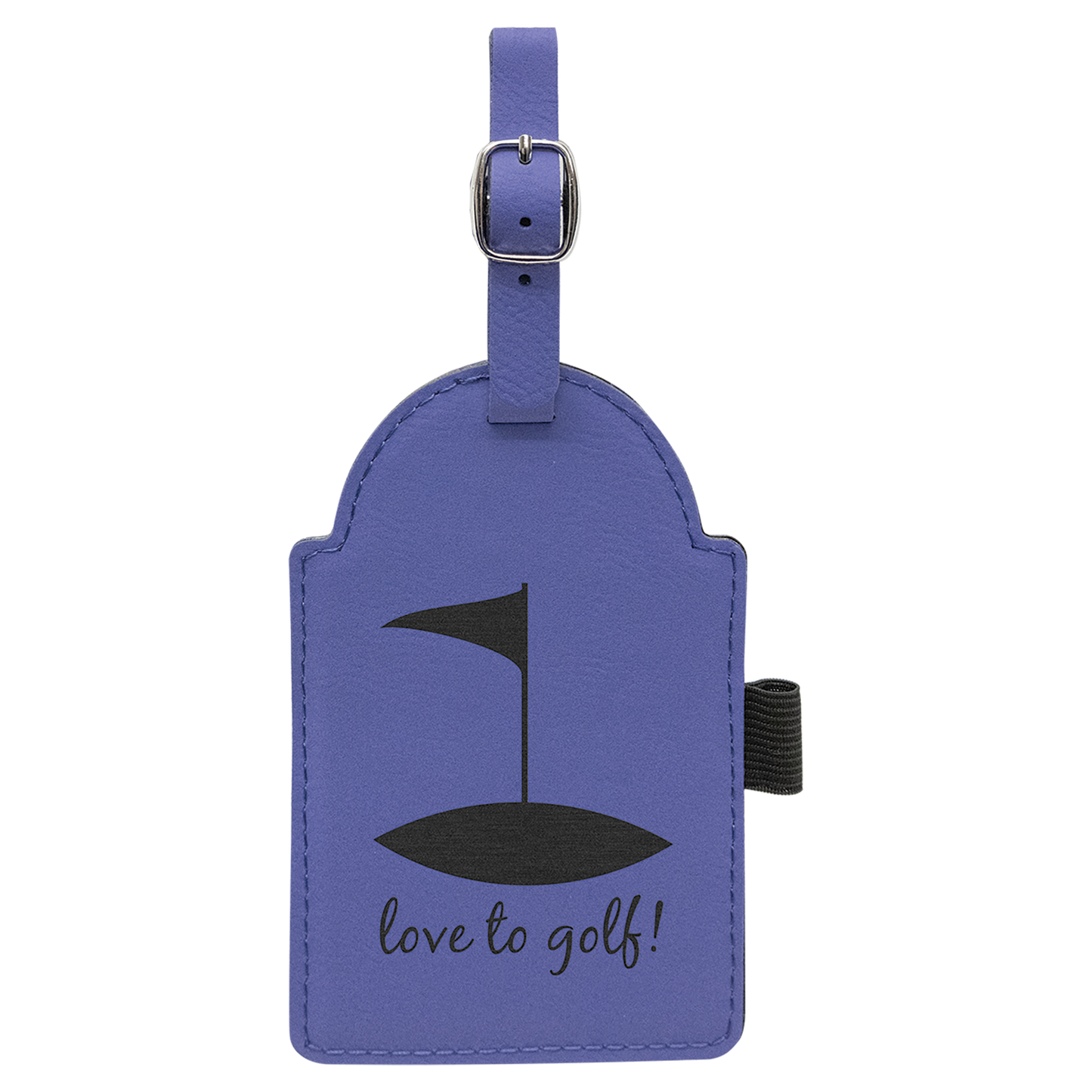 5" x 3 1/4" Custom Engraved Leatherette Golf Bag Tag with 3 Wooden Tees
