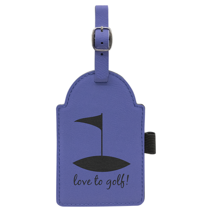 5" x 3 1/4" Custom Engraved Leatherette Golf Bag Tag with 3 Wooden Tees