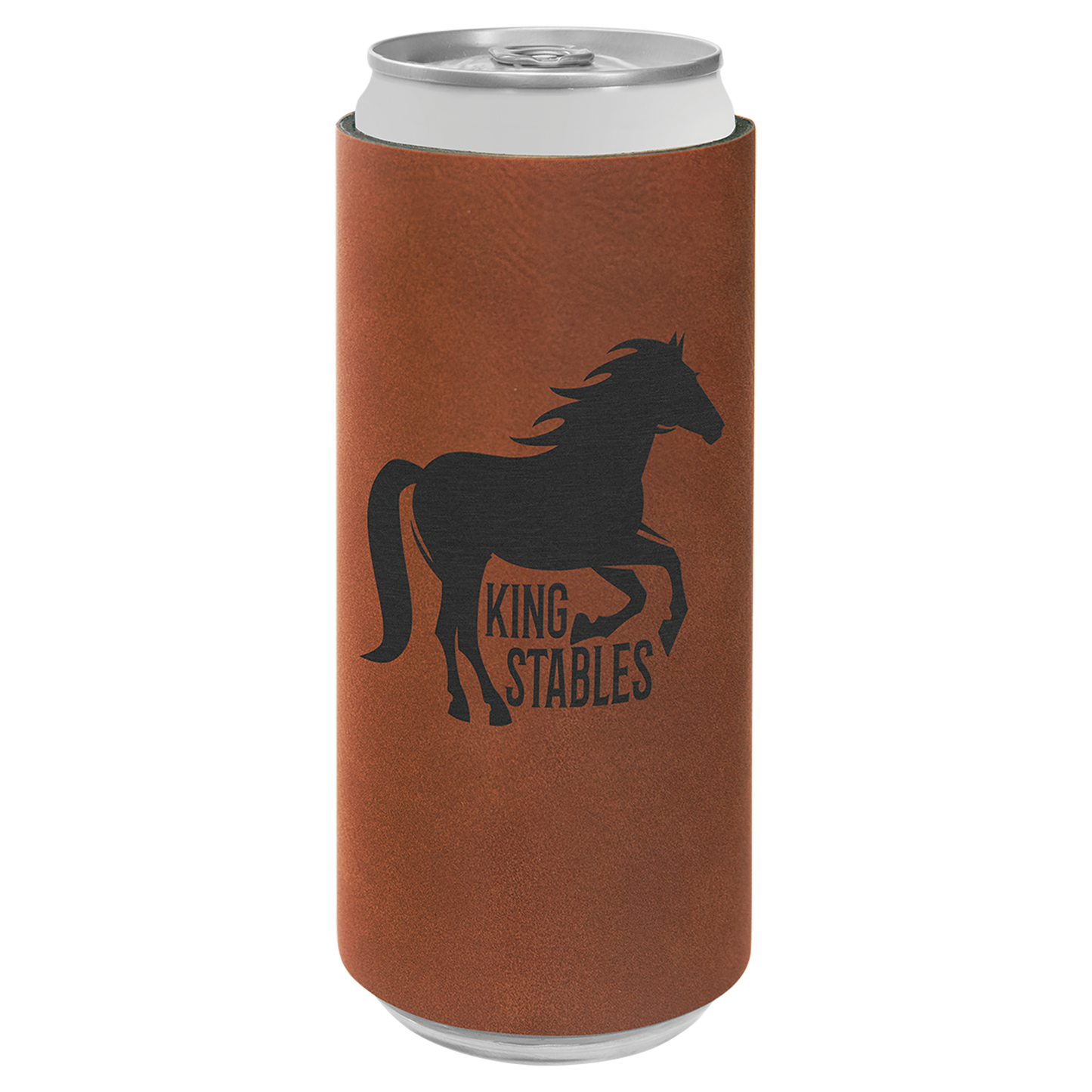 Custom Laser Engraved Slim Leatherette Beverage Holder (Koozie) - Upload Your Logo, Brand, or Image
