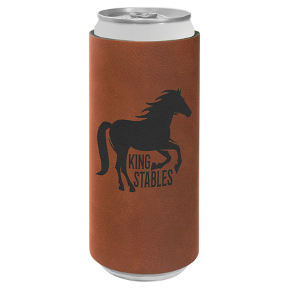 Custom Laser Engraved Slim Leatherette Beverage Holder (Koozie) - Upload Your Logo, Brand, or Image