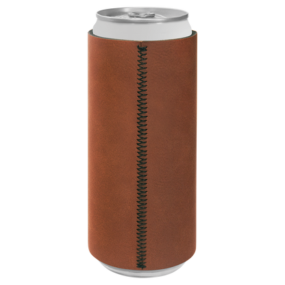 Custom Laser Engraved Slim Leatherette Beverage Holder (Koozie) - Upload Your Logo, Brand, or Image