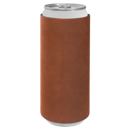 Custom Laser Engraved Slim Leatherette Beverage Holder (Koozie) - Upload Your Logo, Brand, or Image