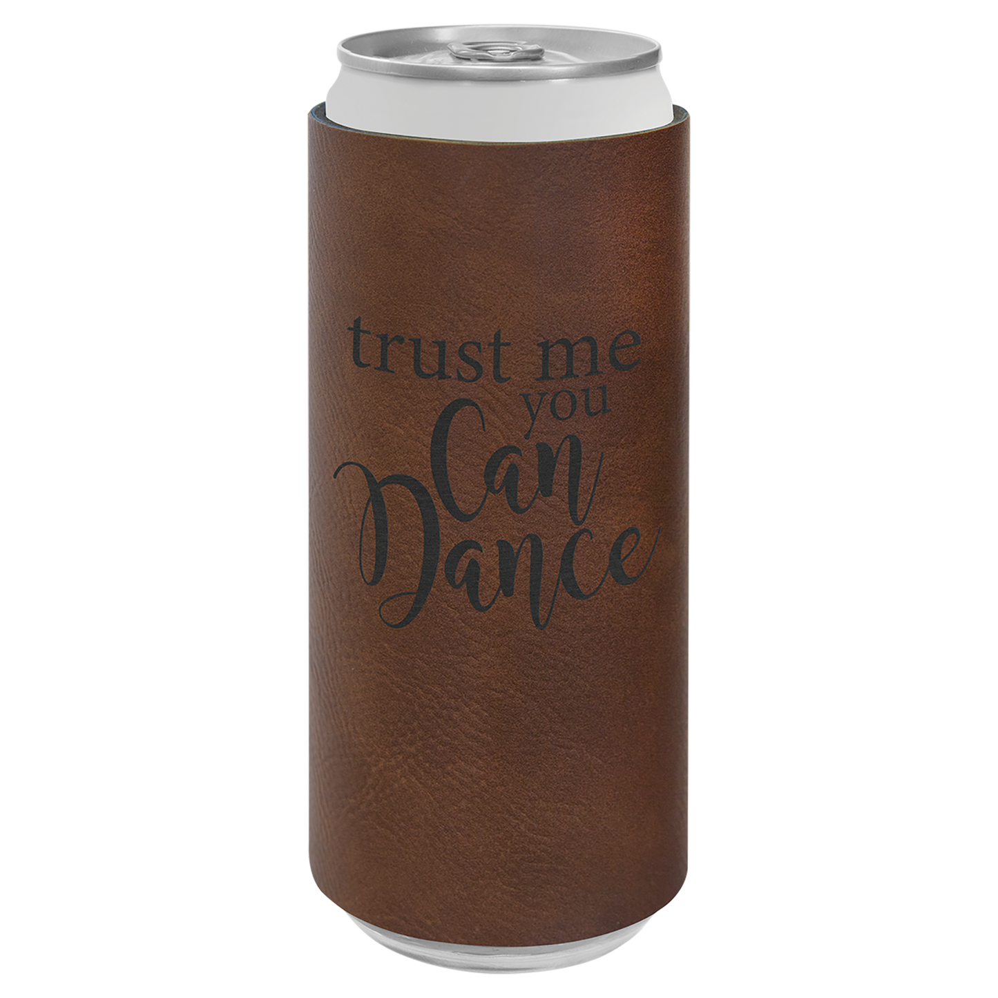 Custom Laser Engraved Slim Leatherette Beverage Holder (Koozie) - Upload Your Logo, Brand, or Image