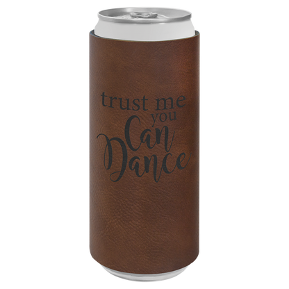 Custom Laser Engraved Slim Leatherette Beverage Holder (Koozie) - Upload Your Logo, Brand, or Image