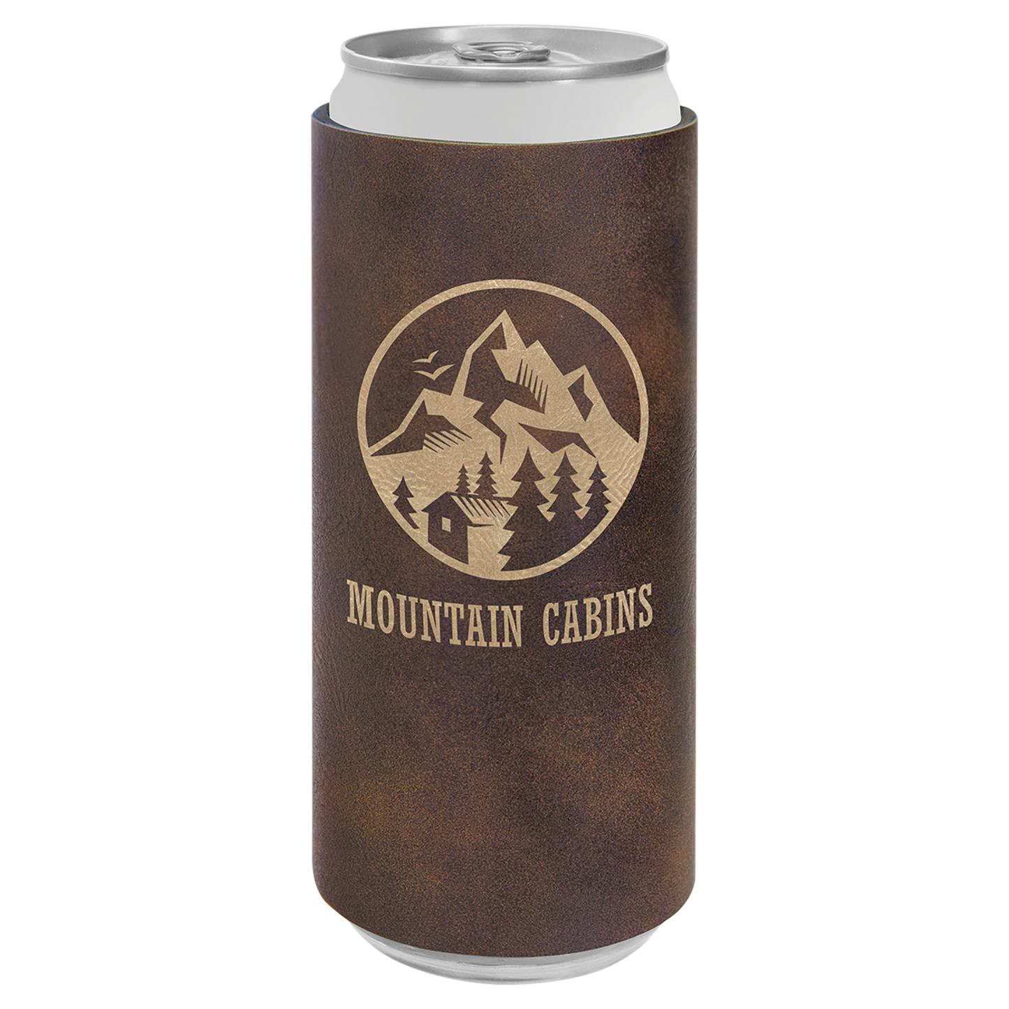 Custom Laser Engraved Slim Leatherette Beverage Holder (Koozie) - Upload Your Logo, Brand, or Image