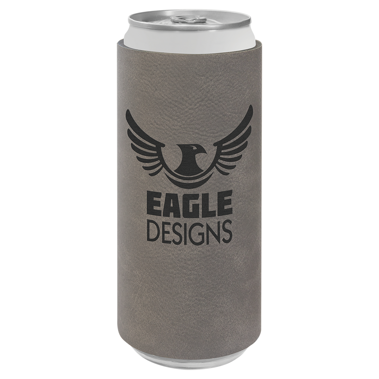Custom Laser Engraved Slim Leatherette Beverage Holder (Koozie) - Upload Your Logo, Brand, or Image