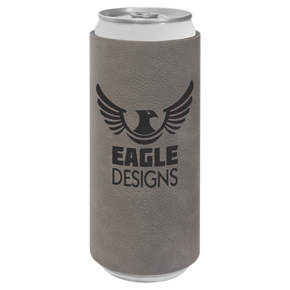 Custom Laser Engraved Slim Leatherette Beverage Holder (Koozie) - Upload Your Logo, Brand, or Image
