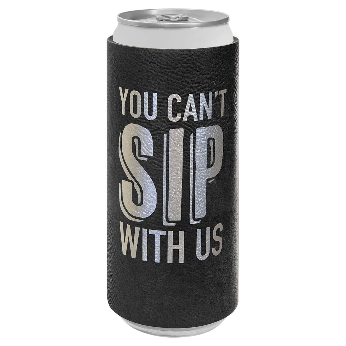 Custom Laser Engraved Slim Leatherette Beverage Holder (Koozie) - Upload Your Logo, Brand, or Image