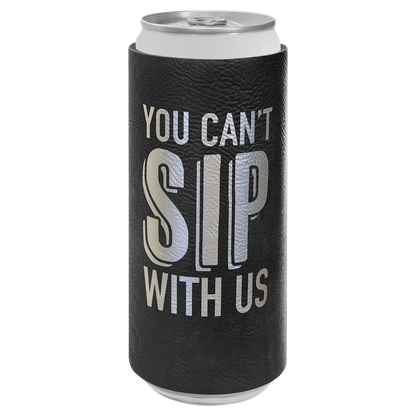 Custom Laser Engraved Slim Leatherette Beverage Holder (Koozie) - Upload Your Logo, Brand, or Image