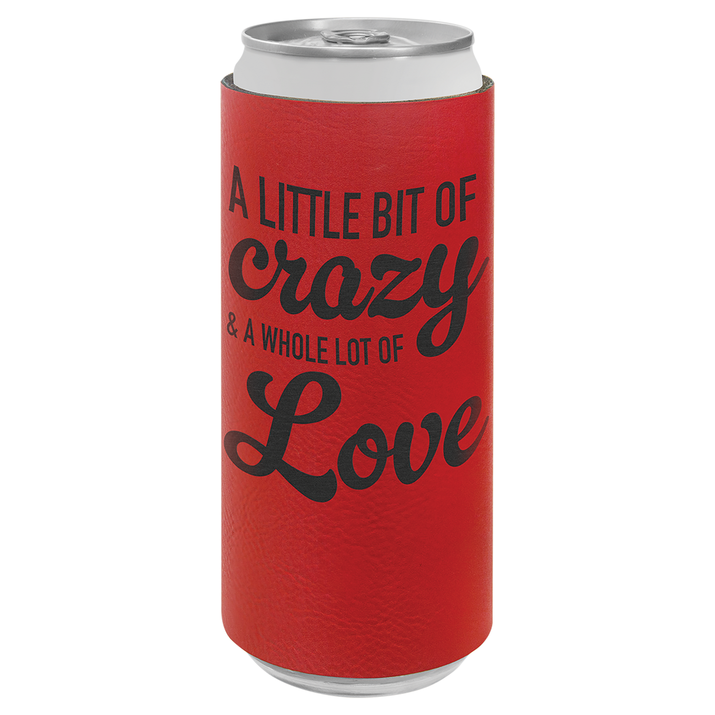 Custom Laser Engraved Slim Leatherette Beverage Holder (Koozie) - Upload Your Logo, Brand, or Image