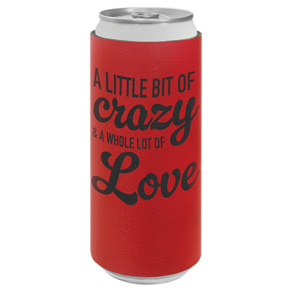 Custom Laser Engraved Slim Leatherette Beverage Holder (Koozie) - Upload Your Logo, Brand, or Image