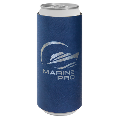 Custom Laser Engraved Slim Leatherette Beverage Holder (Koozie) - Upload Your Logo, Brand, or Image