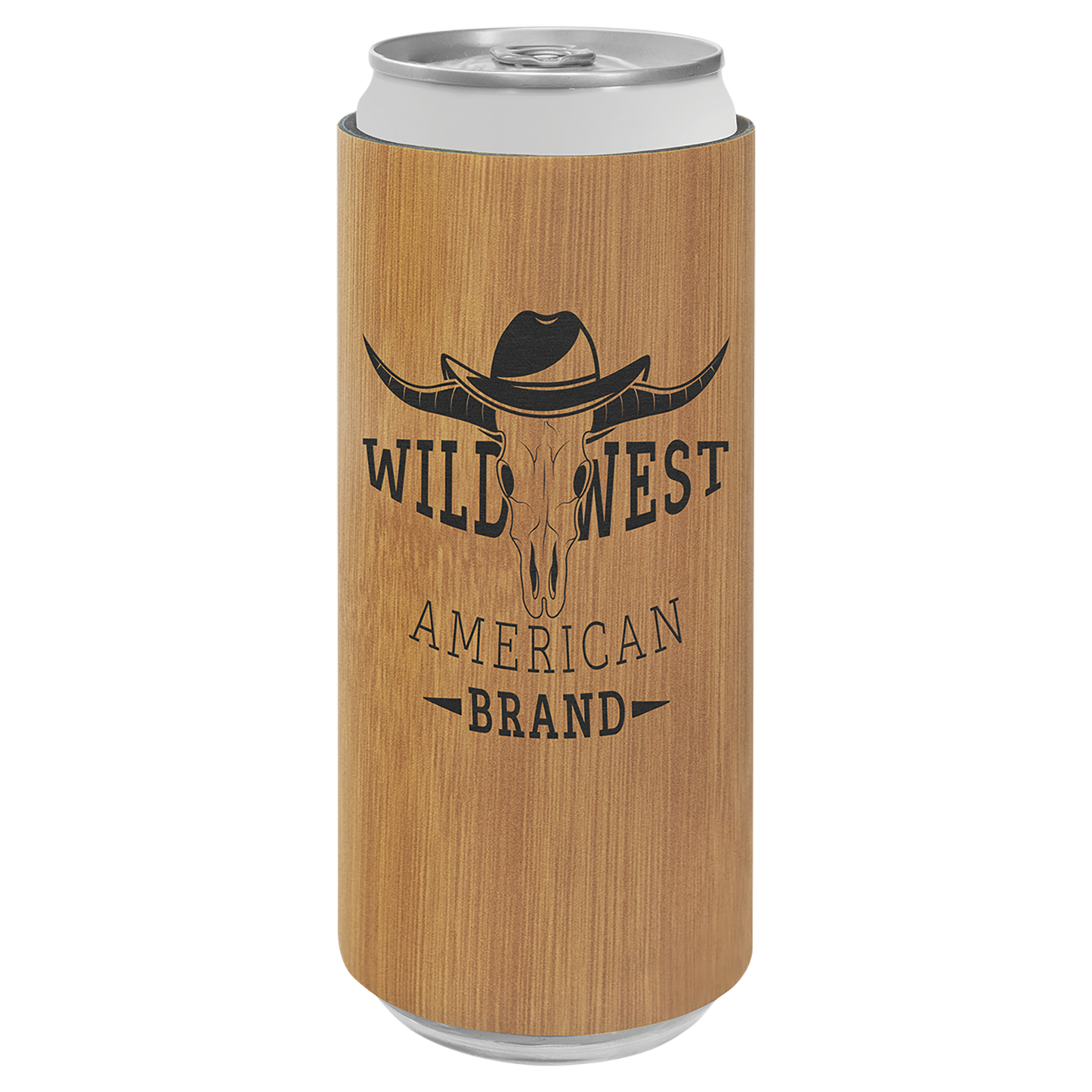 Custom Laser Engraved Slim Leatherette Beverage Holder (Koozie) - Upload Your Logo, Brand, or Image