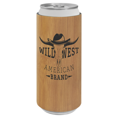 Custom Laser Engraved Slim Leatherette Beverage Holder (Koozie) - Upload Your Logo, Brand, or Image