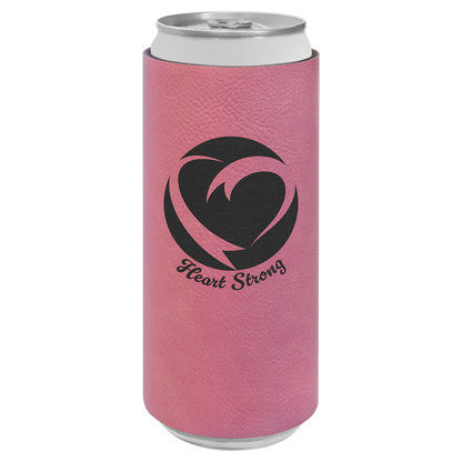 Custom Laser Engraved Slim Leatherette Beverage Holder (Koozie) - Upload Your Logo, Brand, or Image