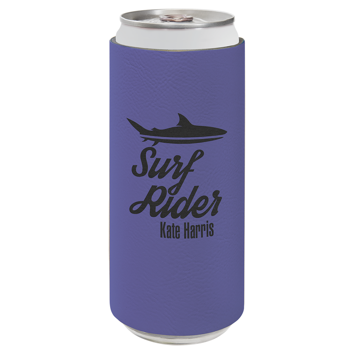 Custom Laser Engraved Slim Leatherette Beverage Holder (Koozie) - Upload Your Logo, Brand, or Image
