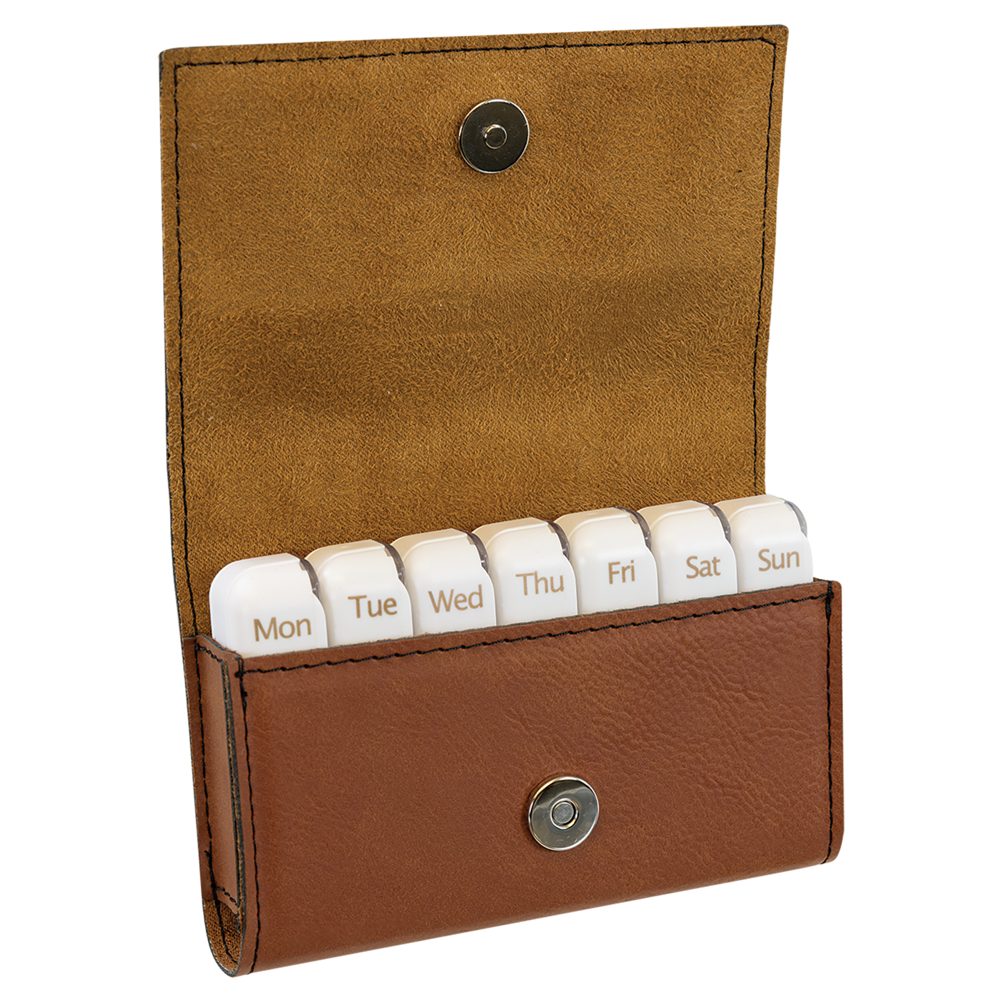 4 3/4" x 3 1/8" Custom Engraved Leatherette Pill Box