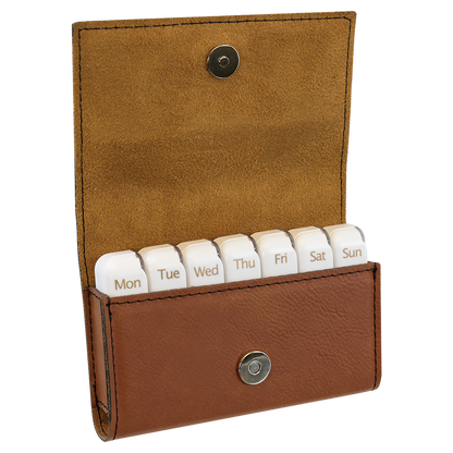 4 3/4" x 3 1/8" Custom Engraved Leatherette Pill Box