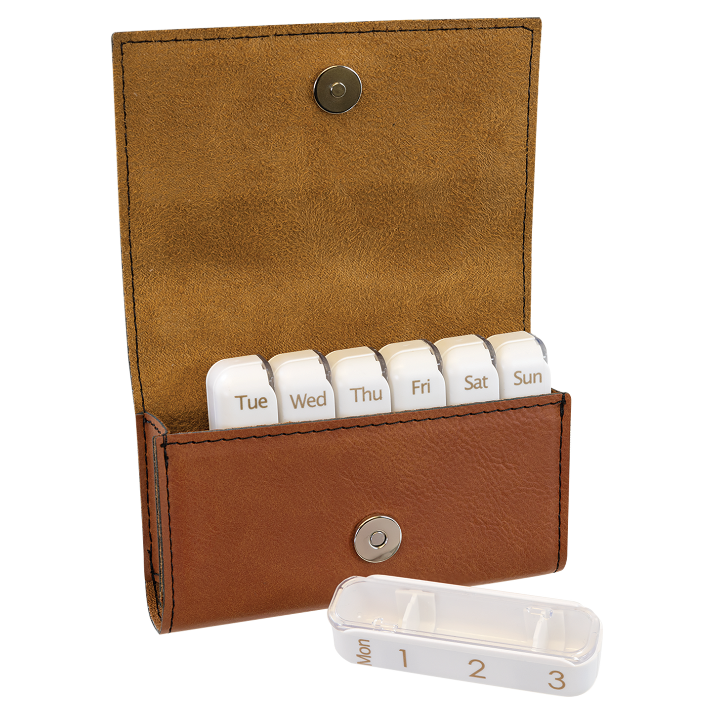 4 3/4" x 3 1/8" Custom Engraved Leatherette Pill Box