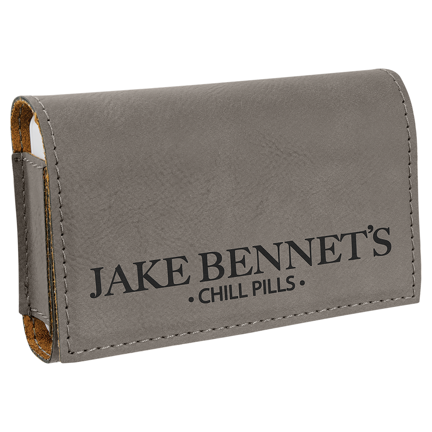 4 3/4" x 3 1/8" Custom Engraved Leatherette Pill Box