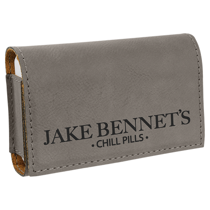 4 3/4" x 3 1/8" Custom Engraved Leatherette Pill Box
