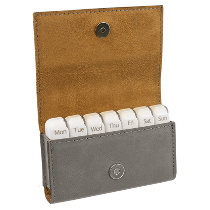 4 3/4" x 3 1/8" Custom Engraved Leatherette Pill Box
