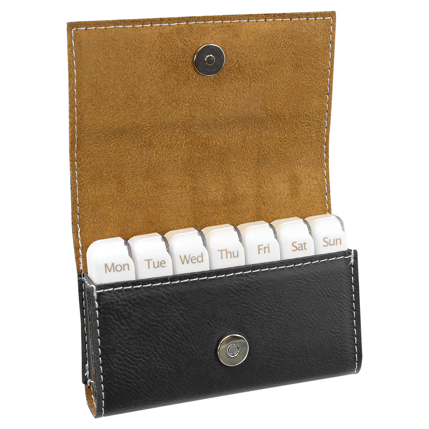 4 3/4" x 3 1/8" Custom Engraved Leatherette Pill Box