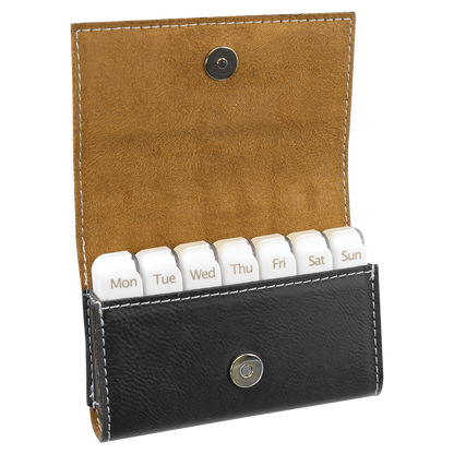 4 3/4" x 3 1/8" Custom Engraved Leatherette Pill Box
