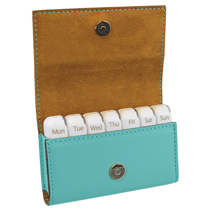 4 3/4" x 3 1/8" Custom Engraved Leatherette Pill Box