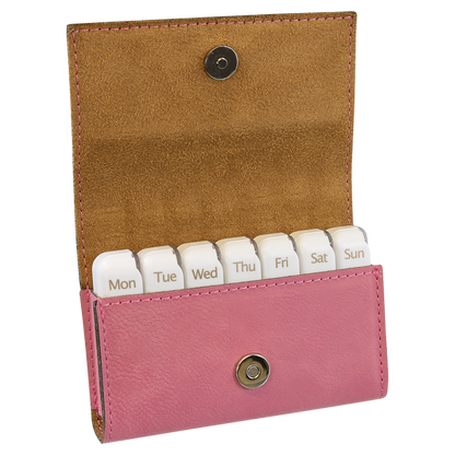 4 3/4" x 3 1/8" Custom Engraved Leatherette Pill Box