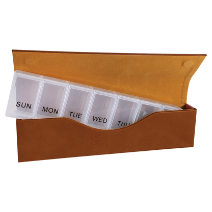 9 3/4" x 2 1/2" Laserable Leatherette Pill Box