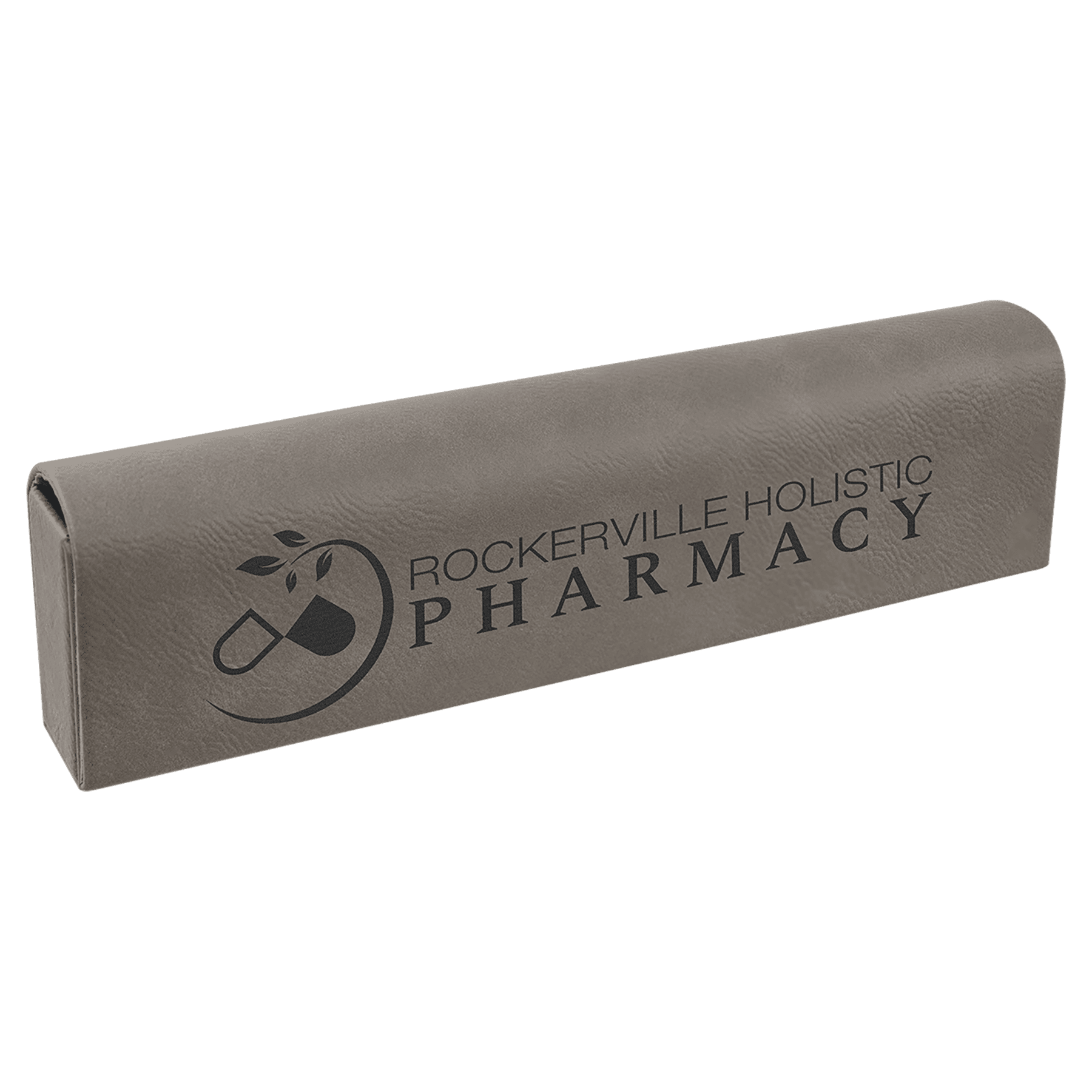 Gray 9 3/4" x 2 1/2" Laserable Leatherette Pill Box