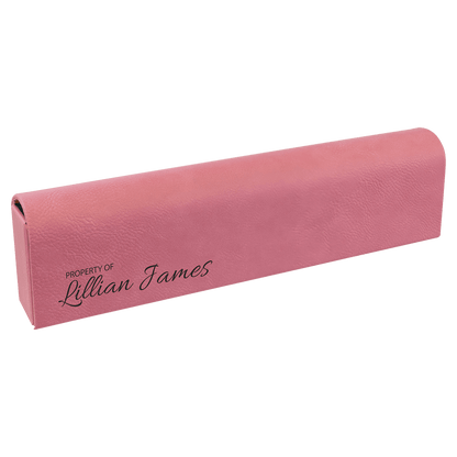 Pink 9 3/4" x 2 1/2" Laserable Leatherette Pill Box