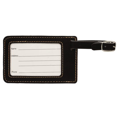 4 1/4" x 2 3/4" Custom Engraved Leatherette Luggage Tag