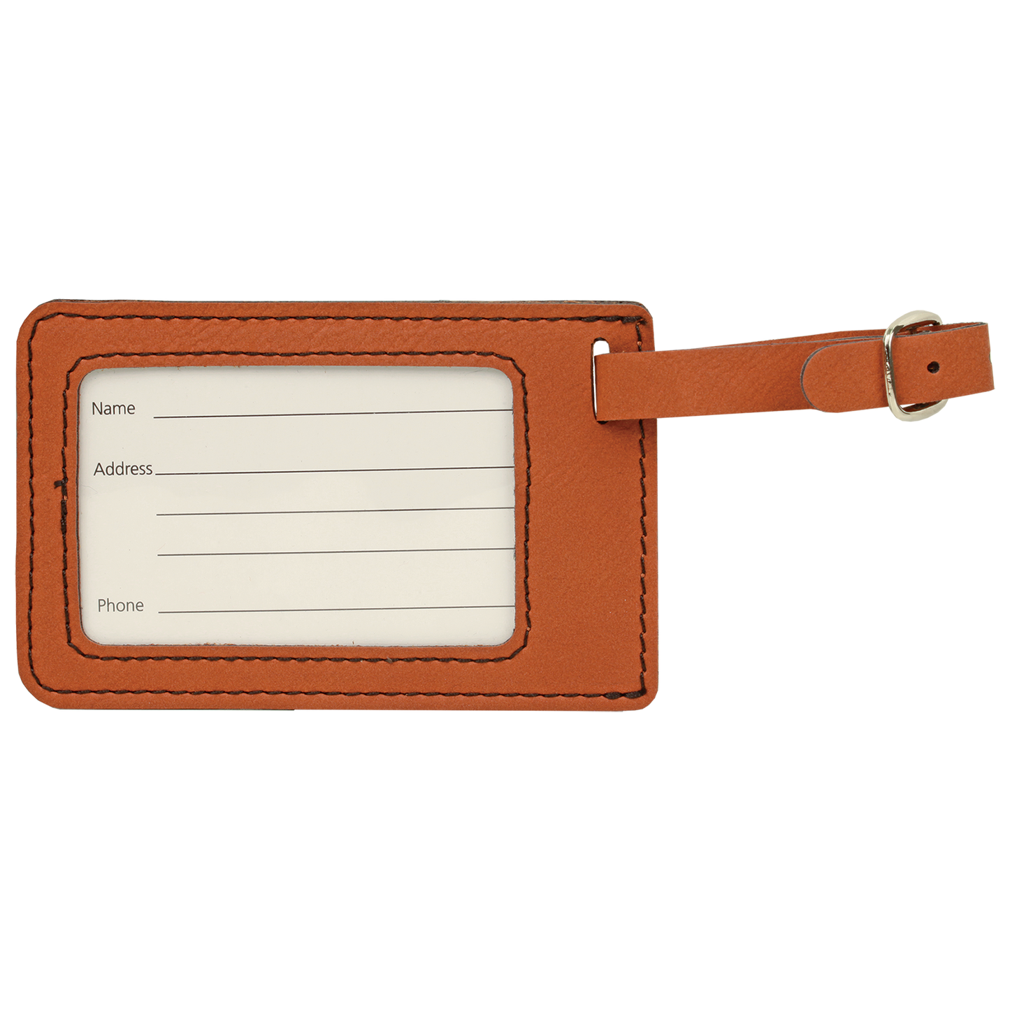 4 1/4" x 2 3/4" Custom Engraved Leatherette Luggage Tag