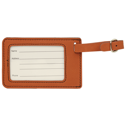 4 1/4" x 2 3/4" Custom Engraved Leatherette Luggage Tag