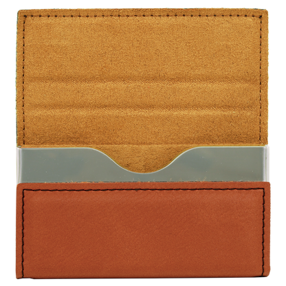 3 3/4" x 2 3/4" Custom Engraved Leatherette Hard Business Card Holder