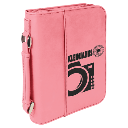 Pink 6 3/4" x 9 1/4" Leatherette Book/Bible Cover with Handle & Zipper