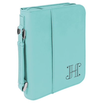 Teal 6 3/4" x 9 1/4" Leatherette Book/Bible Cover with Handle & Zipper