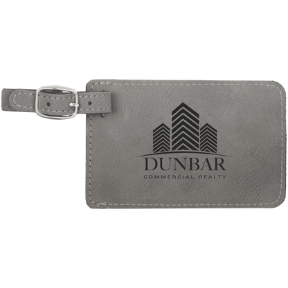 Gray 4 1/4" x 2 3/4" Laserable Leatherette Luggage Tag