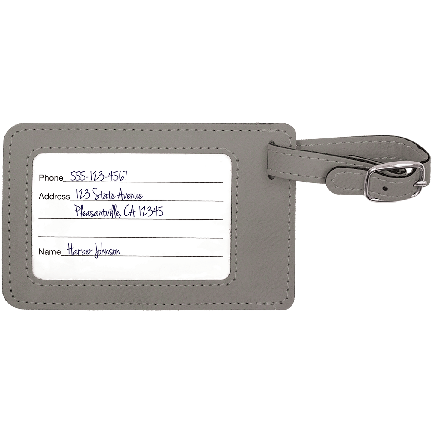 4 1/4" x 2 3/4" Custom Engraved Leatherette Luggage Tag