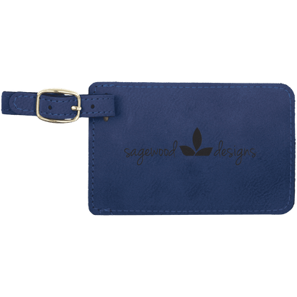 Blue/Black 4 1/4" x 2 3/4" Laserable Leatherette Luggage Tag