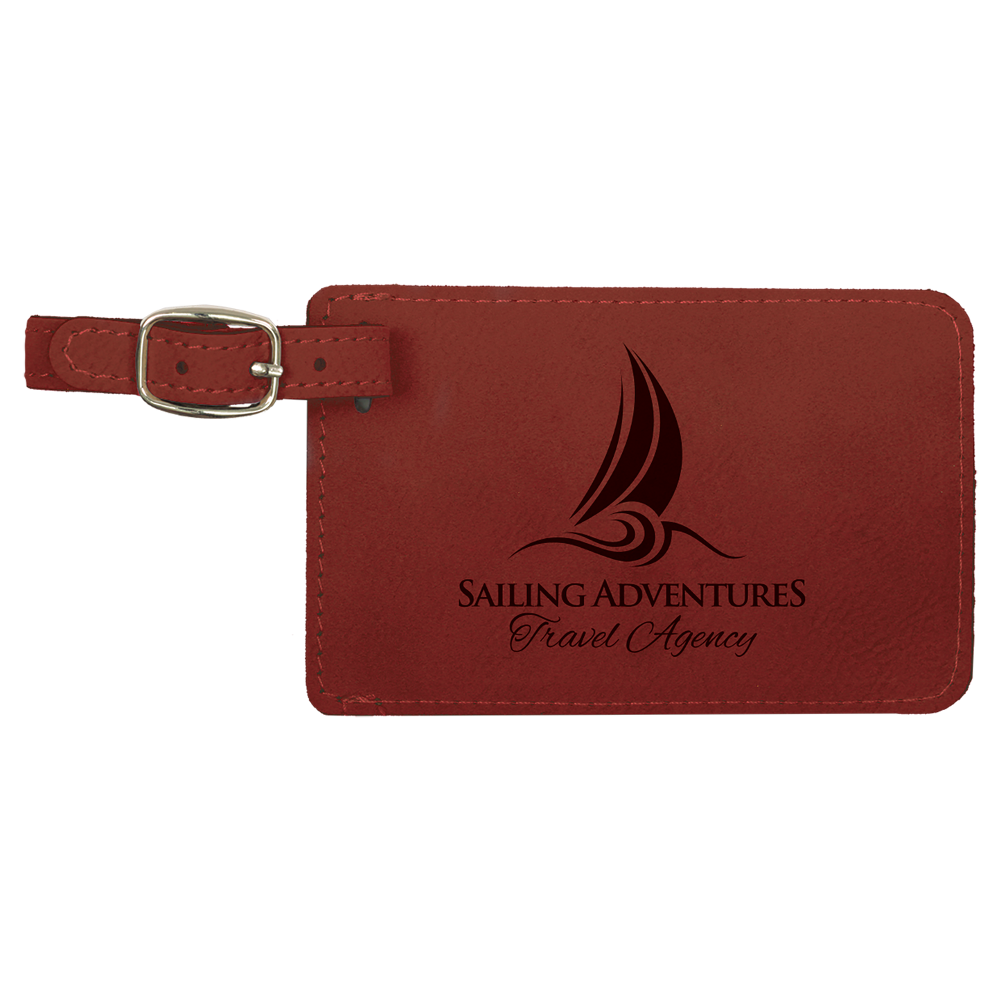 4 1/4" x 2 3/4" Custom Engraved Leatherette Luggage Tag