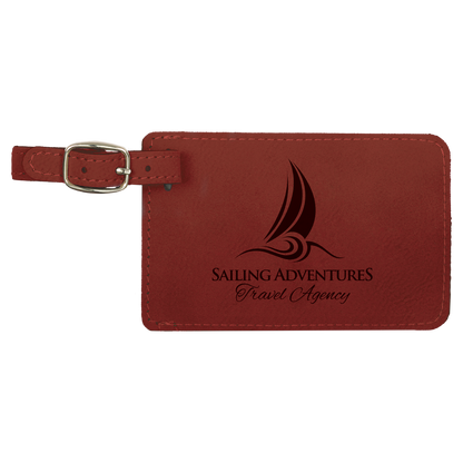 4 1/4" x 2 3/4" Custom Engraved Leatherette Luggage Tag