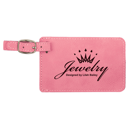 Pink 4 1/4" x 2 3/4" Laserable Leatherette Luggage Tag