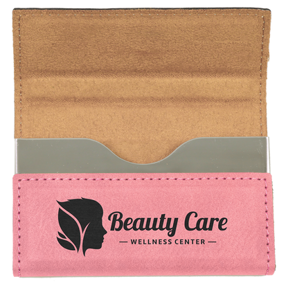 3 3/4" x 2 3/4" Custom Engraved Leatherette Hard Business Card Holder