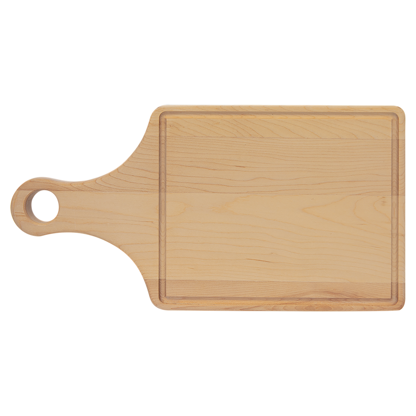 Custom Branded Maple Paddle Cutting Board with Drip Ring